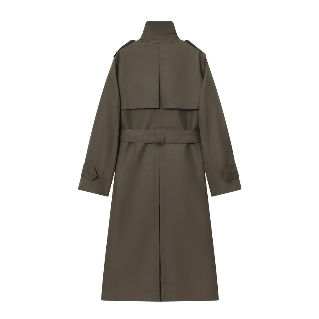 Valery | Polished Double Breasted Long Trench Coat with Belted Waist