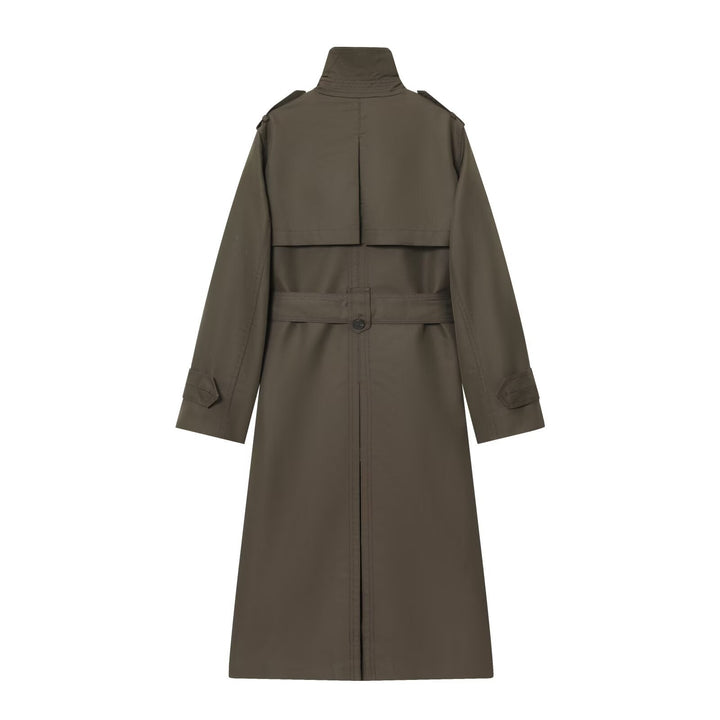 Valery | Polished Double Breasted Long Trench Coat with Belted Waist