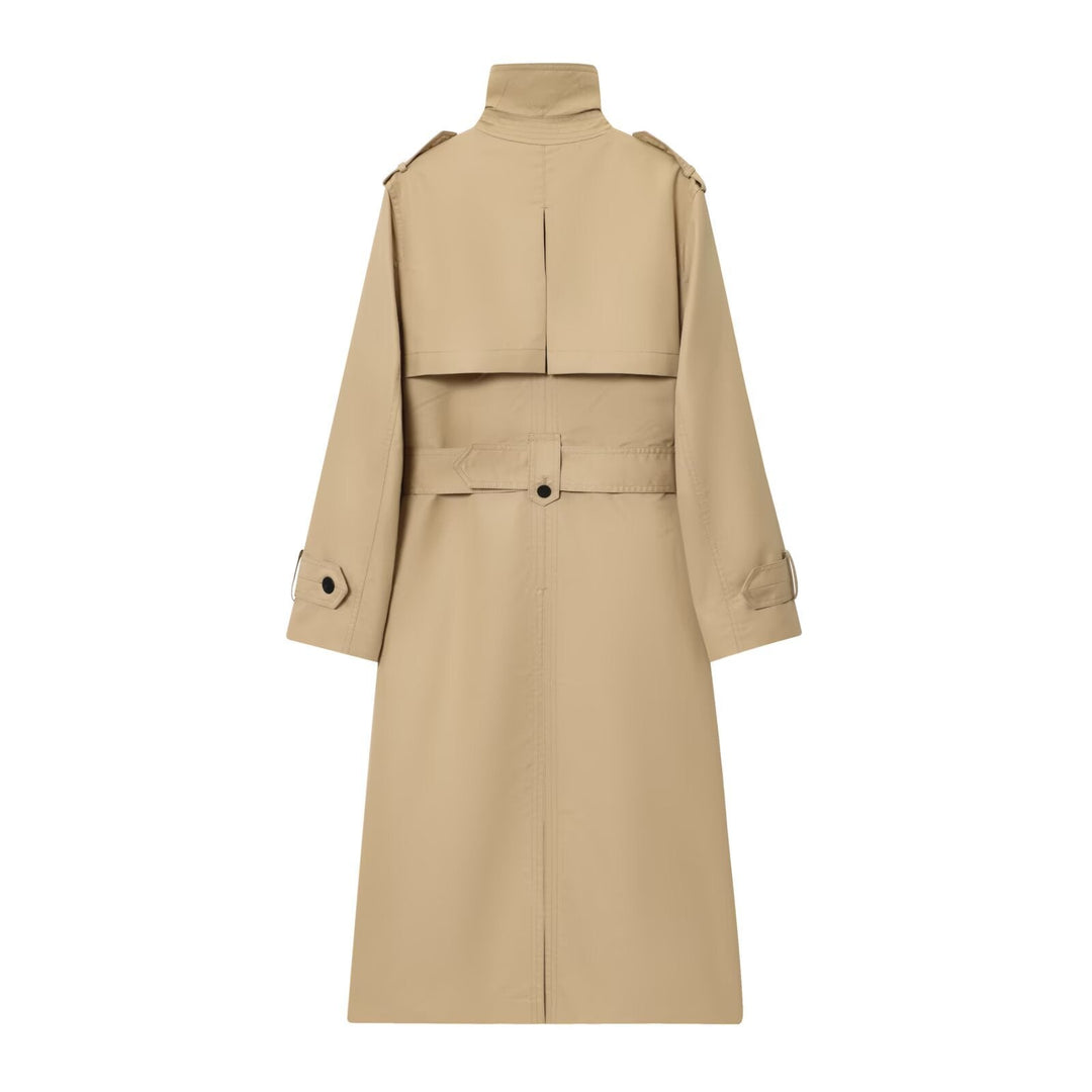 Valery | Polished Double Breasted Long Trench Coat with Belted Waist
