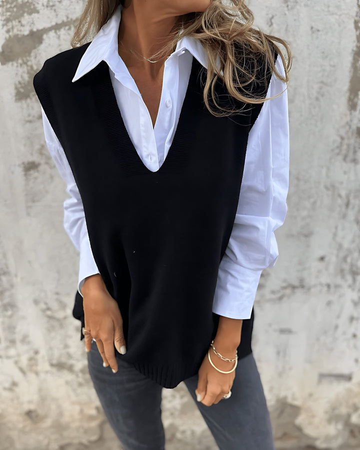 Chelsea | Relaxed Knit Sweater Vest with Deep V-Neckline