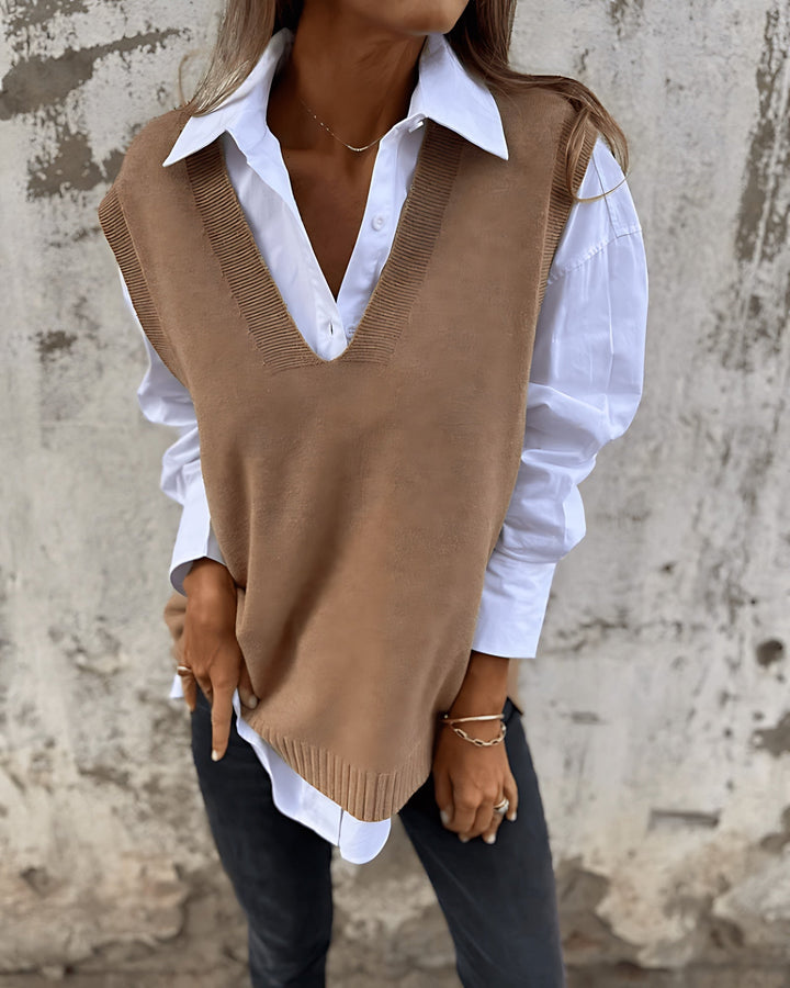 Chelsea | Relaxed Knit Sweater Vest with Deep V-Neckline