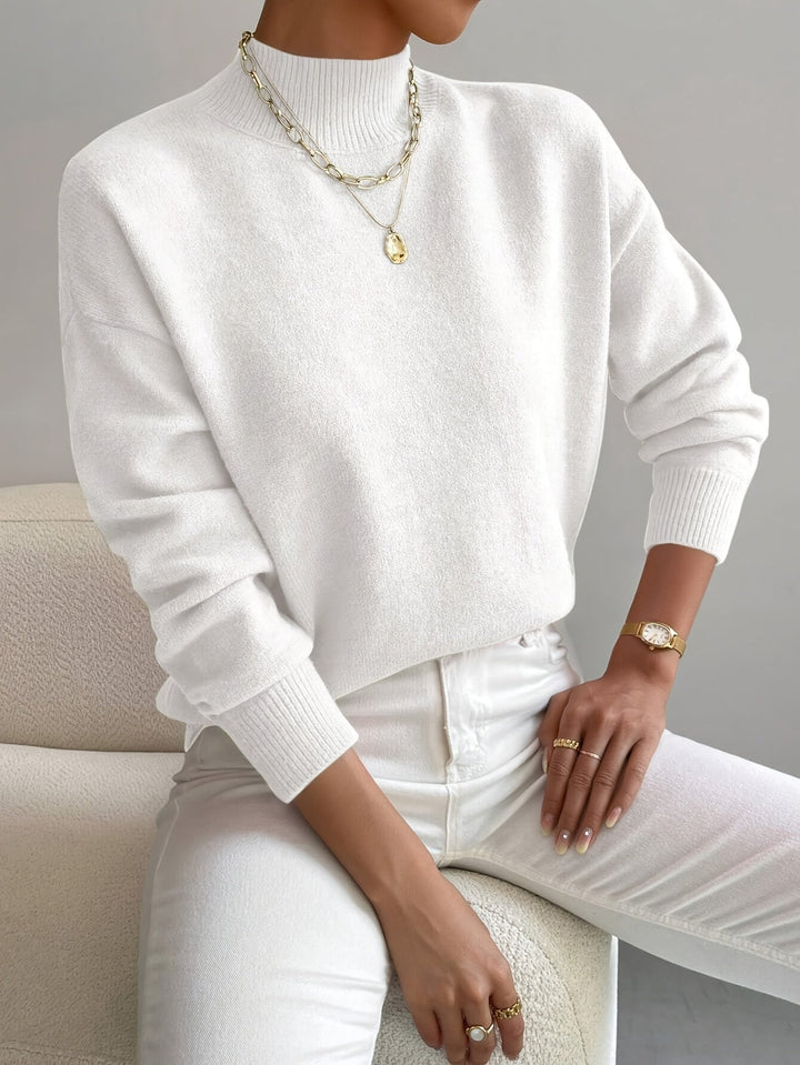 Catrin | Relaxed Knit Sweater with Mock Neck and Ribbed Cuffs