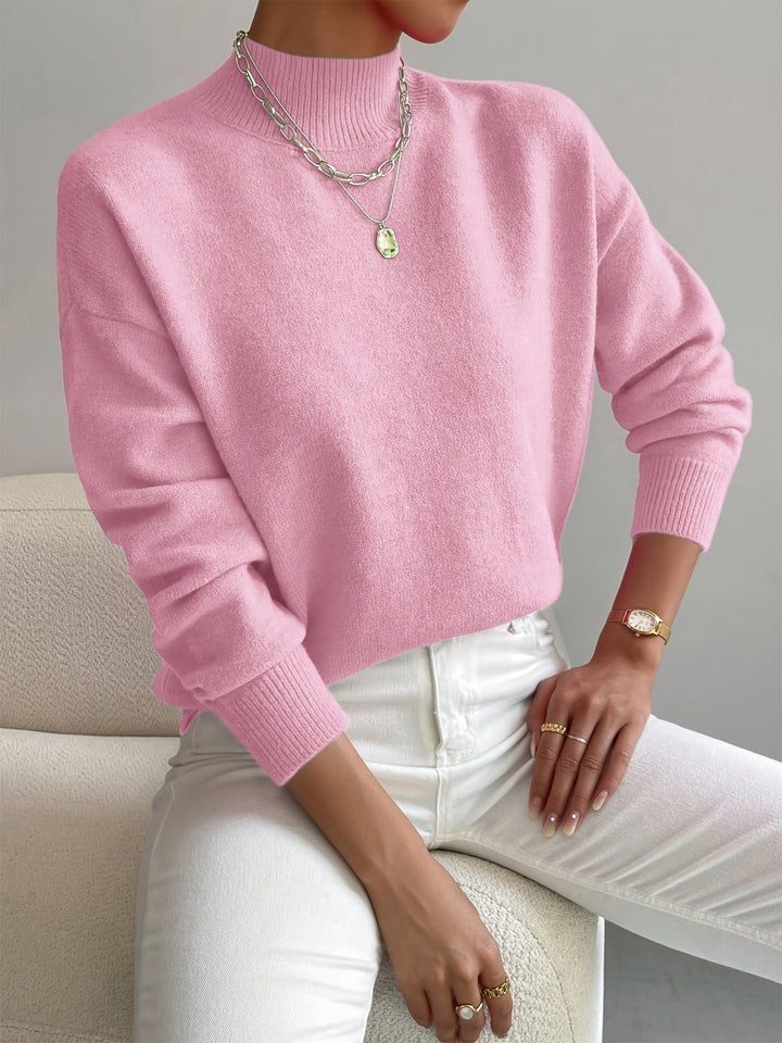 Catrin | Relaxed Knit Sweater with Mock Neck and Ribbed Cuffs