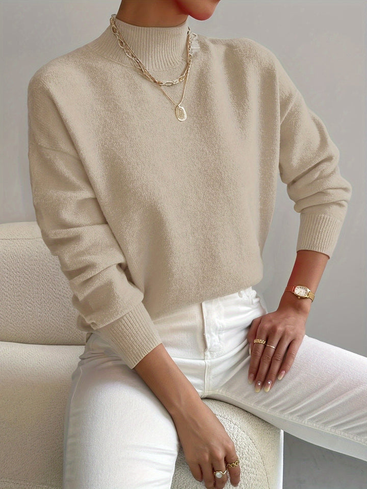 Catrin | Relaxed Knit Sweater with Mock Neck and Ribbed Cuffs