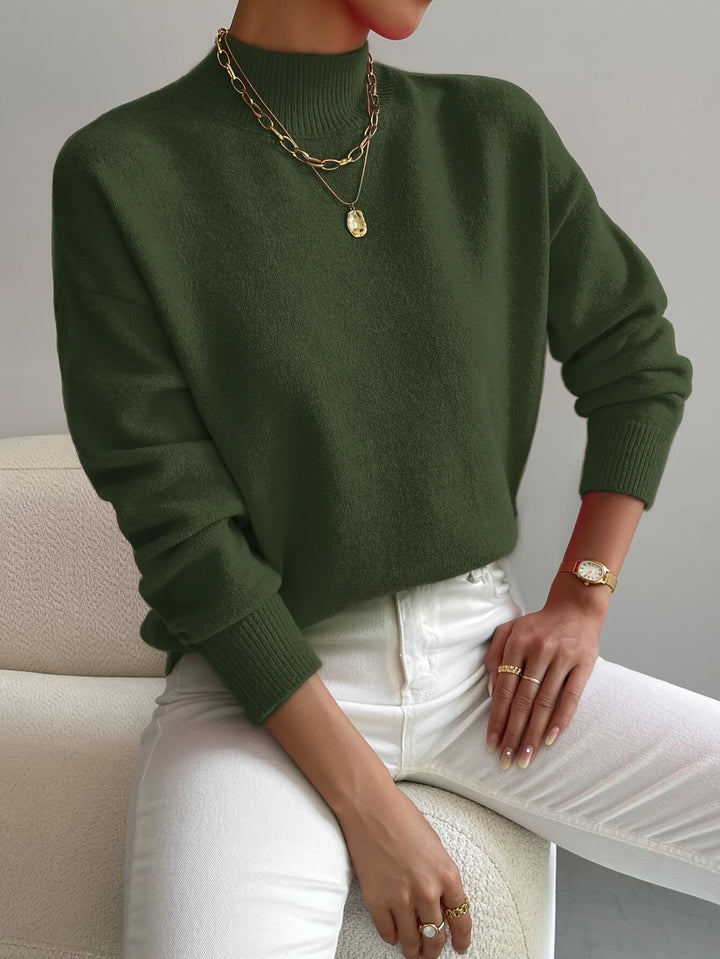 Catrin | Relaxed Knit Sweater with Mock Neck and Ribbed Cuffs