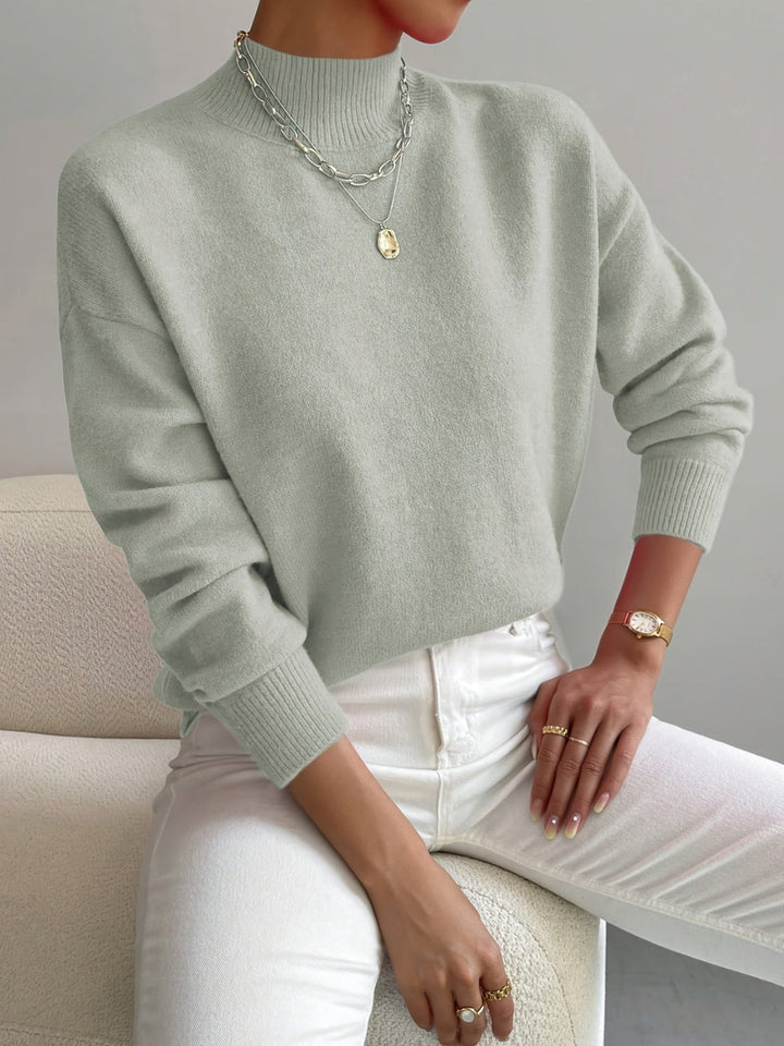 Catrin | Relaxed Knit Sweater with Mock Neck and Ribbed Cuffs