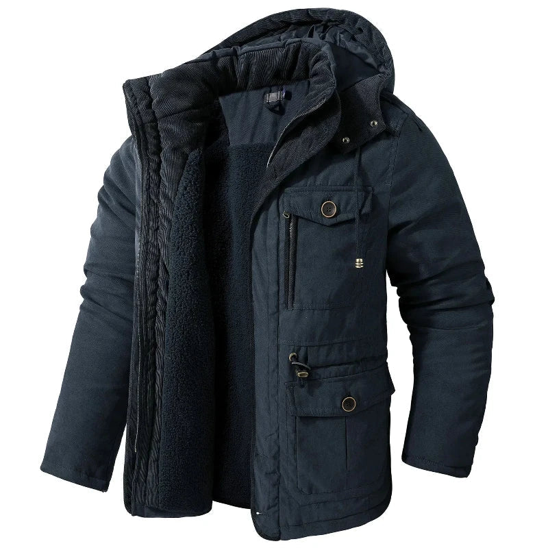 Elias | Men's Fleece-Lined Winter Parka with Detachable Hood
