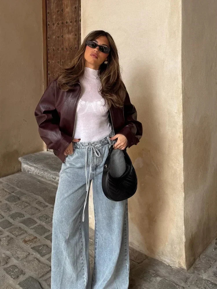 Darcy | Oversized Waist-Length Leather Jacket