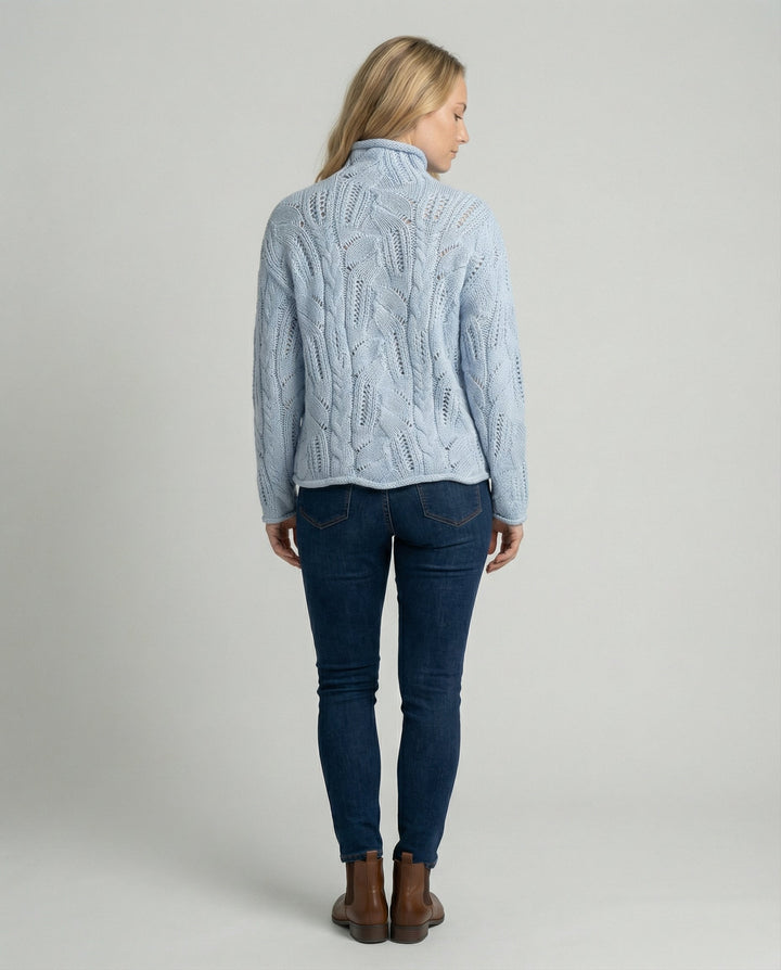 Anwen | Soft Cable Knit Sweater with Turtleneck and Pointelle Detail