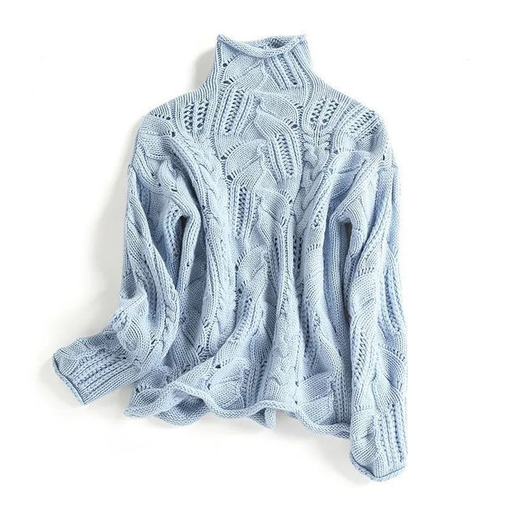 Anwen | Soft Cable Knit Sweater with Turtleneck and Pointelle Detail