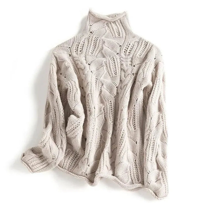 Anwen | Soft Cable Knit Sweater with Turtleneck and Pointelle Detail