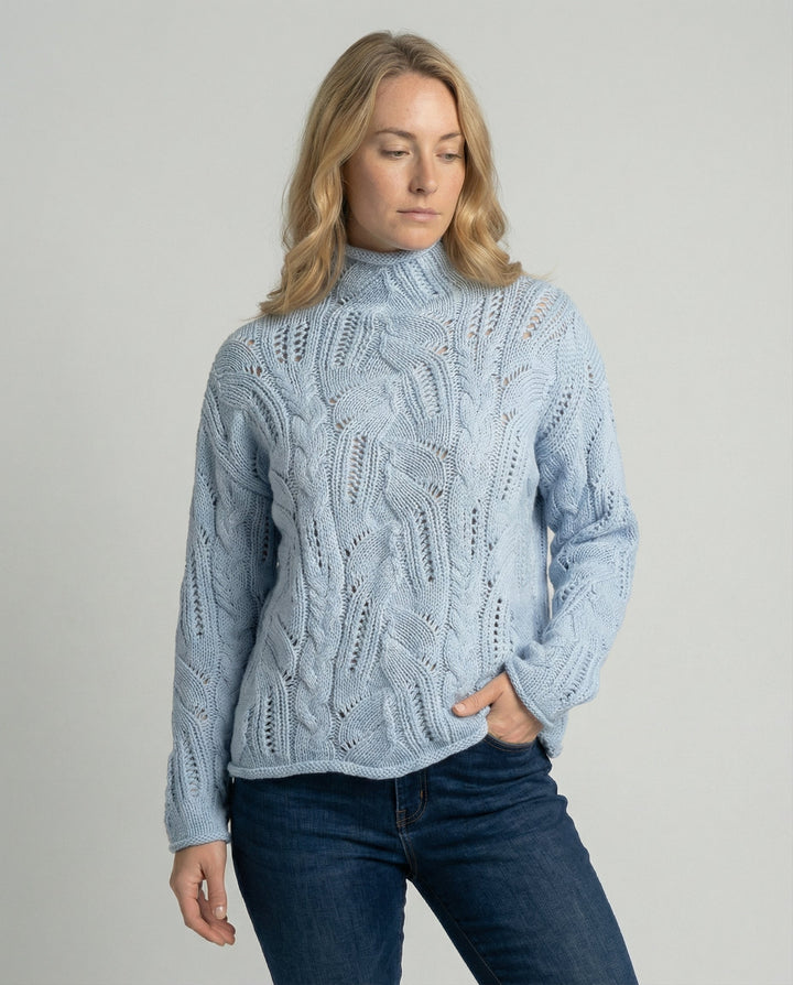 Anwen | Soft Cable Knit Sweater with Turtleneck and Pointelle Detail