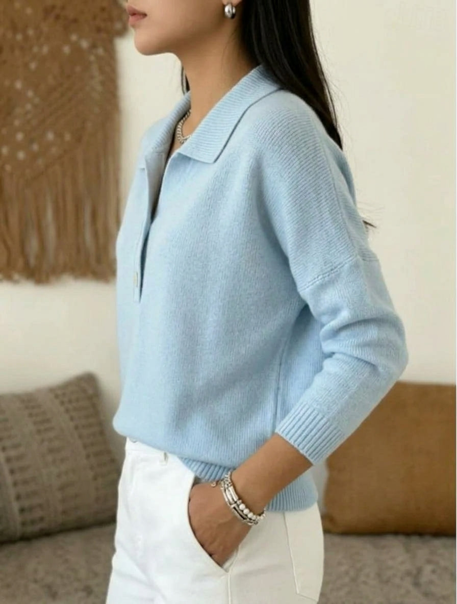 Alondra | Women's Soft Cashmere Polo Collar Sweater