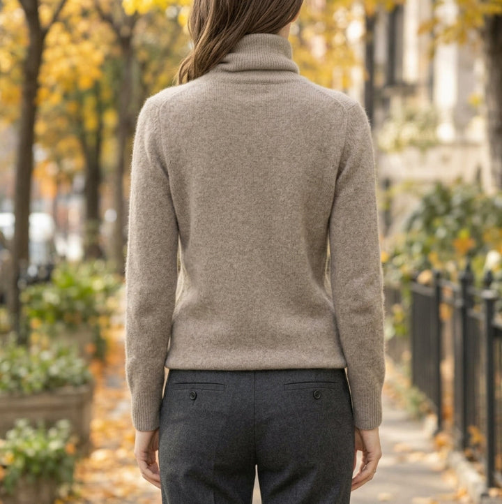 Maia | Women's Fluffy Turtleneck Sweater with Ribbed Cuffs
