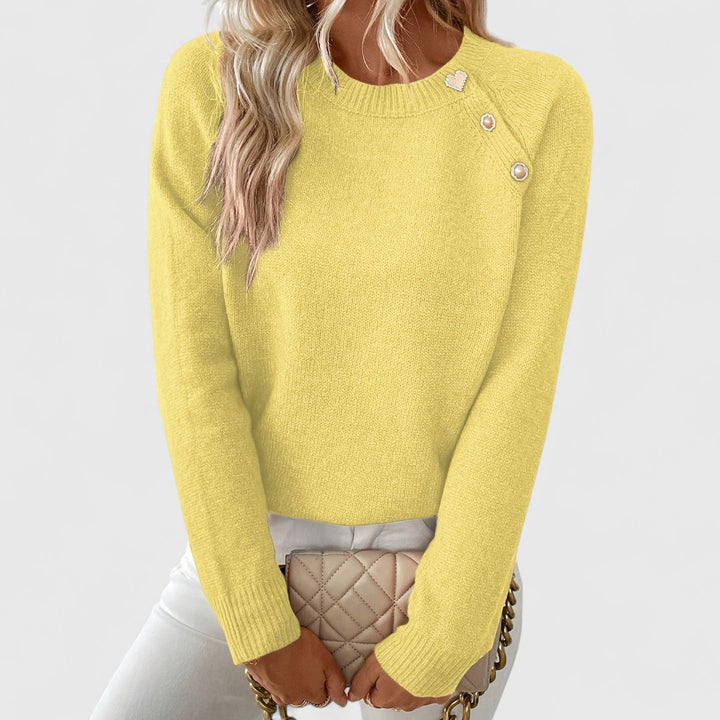 Jynna | Women’s Soft Knit Jumper with Pearl Button Detail
