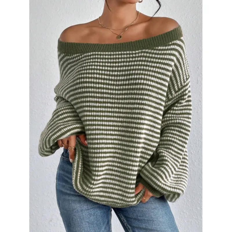 Larissa | Striped Off Shoulder Knit Sweater