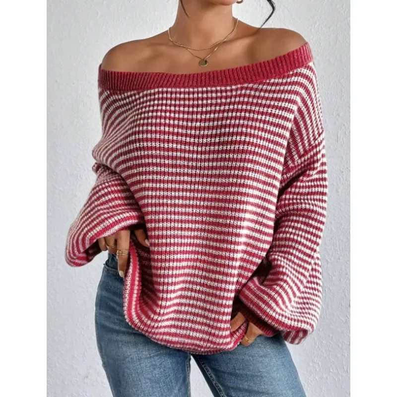 Larissa | Striped Off Shoulder Knit Sweater