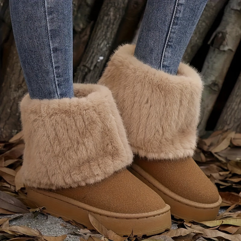 Kristin | Warm Platform Snow Boots with Fluffy Fur Cuff