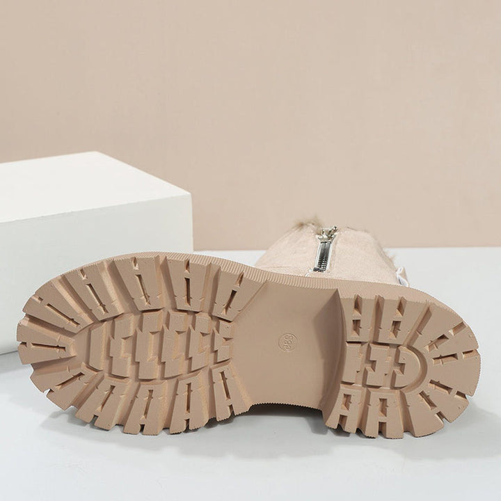 Malaya | Women's Suede Ankle Boots with Fleece Lining and Chunky Sole