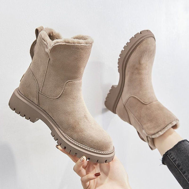 Malaya | Women's Suede Ankle Boots with Fleece Lining and Chunky Sole