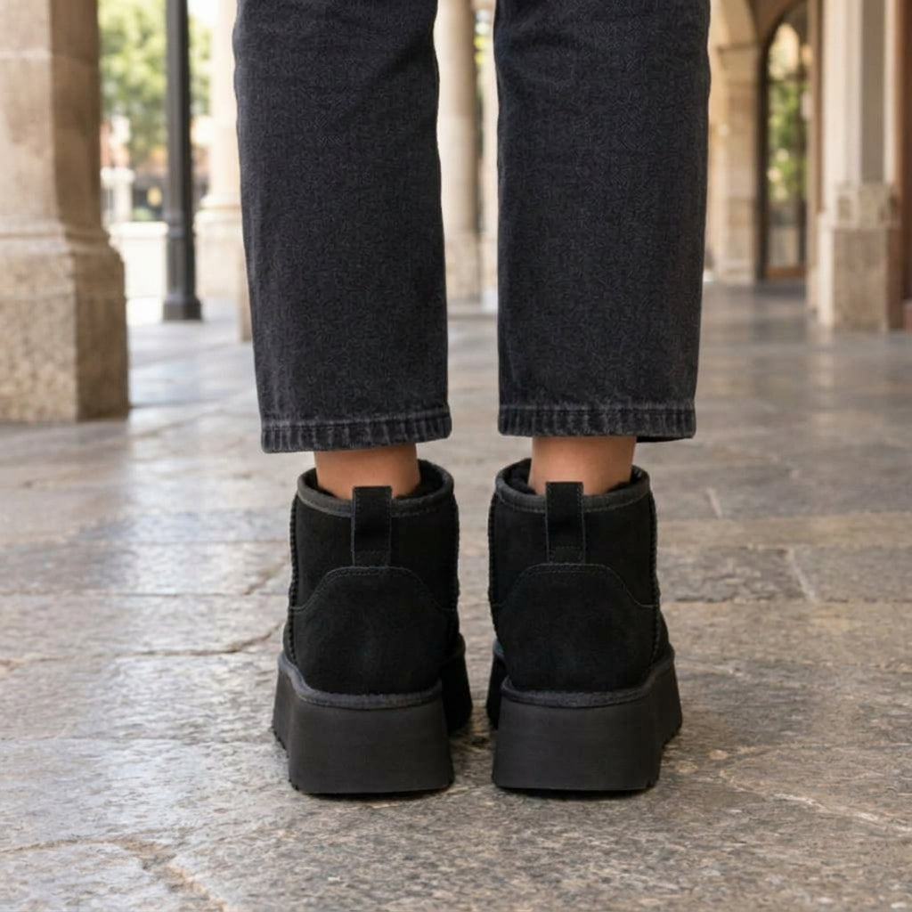 Leyla | Women's Suede Platform Ankle Boots with Fleece Lining