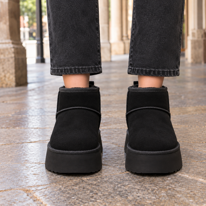 Leyla | Women's Suede Platform Ankle Boots with Fleece Lining