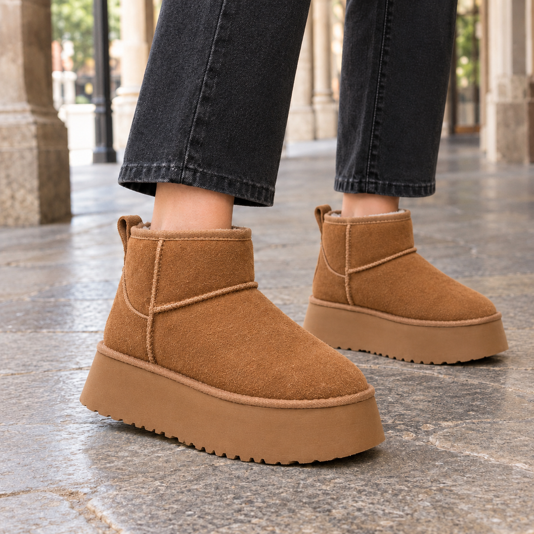 Leyla | Women's Suede Platform Ankle Boots with Fleece Lining