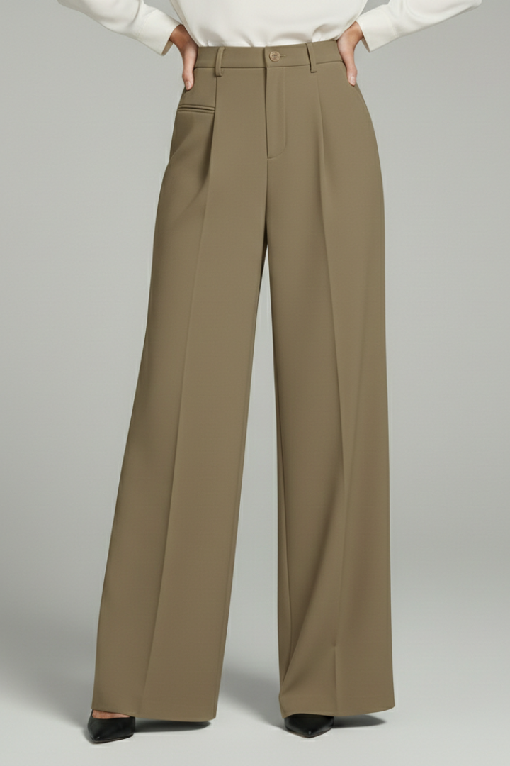 Livia | Women’s Palazzo Trousers with Front Pleats and Back Pockets