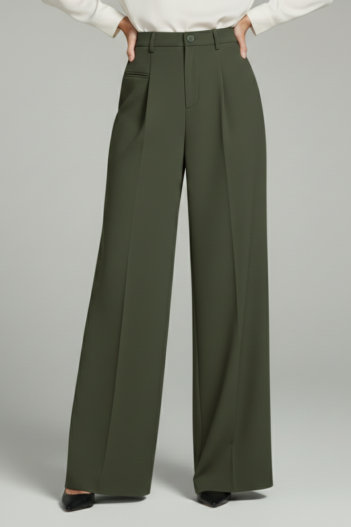 Livia | Women’s Palazzo Trousers with Front Pleats and Back Pockets