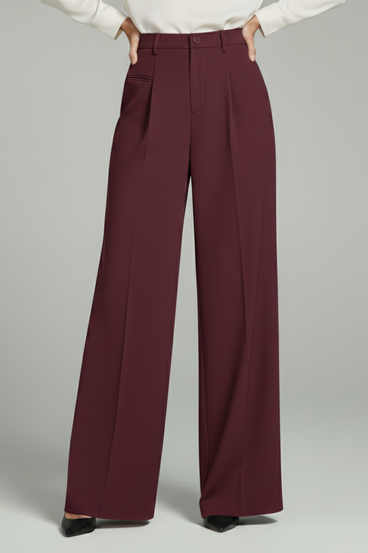 Livia | Women’s Palazzo Trousers with Front Pleats and Back Pockets