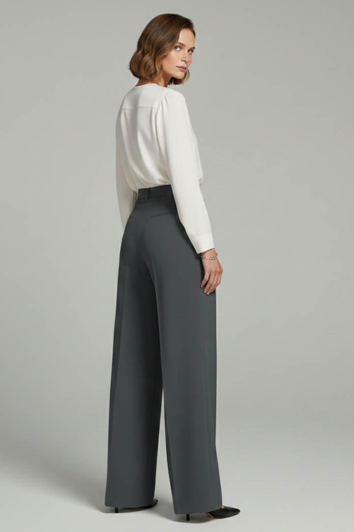 Livia | Women’s Palazzo Trousers with Front Pleats and Back Pockets
