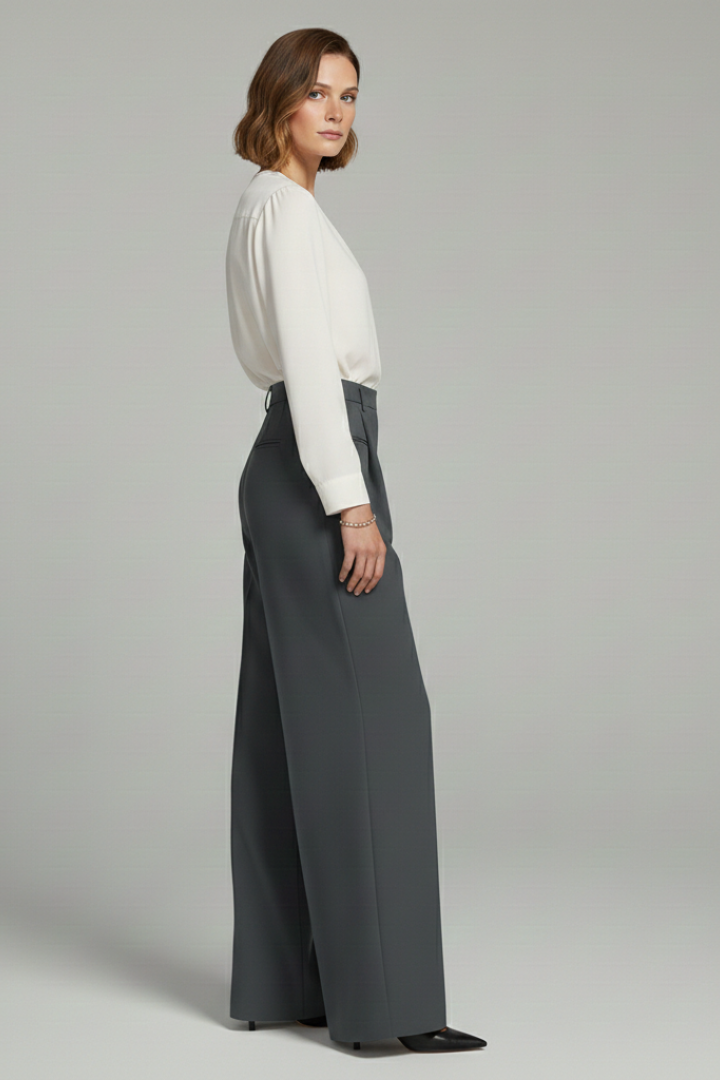 Livia | Women’s Palazzo Trousers with Front Pleats and Back Pockets