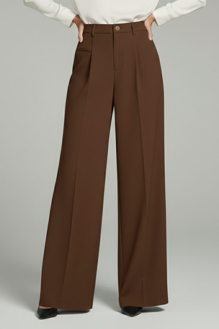 Livia | Women’s Palazzo Trousers with Front Pleats and Back Pockets