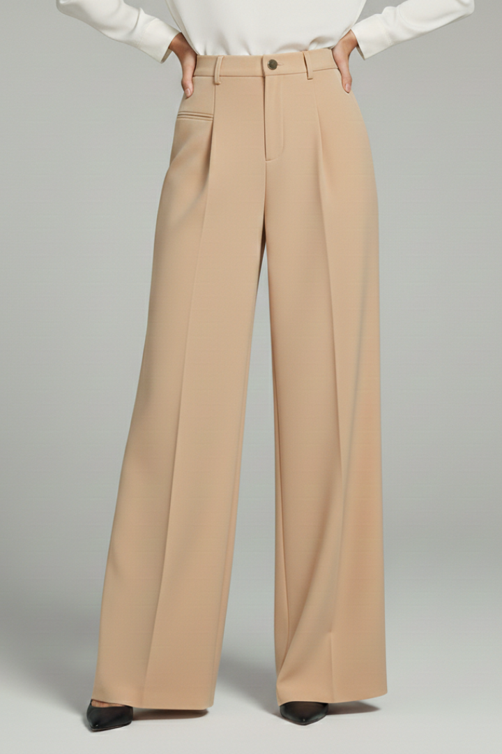 Livia | Women’s Palazzo Trousers with Front Pleats and Back Pockets