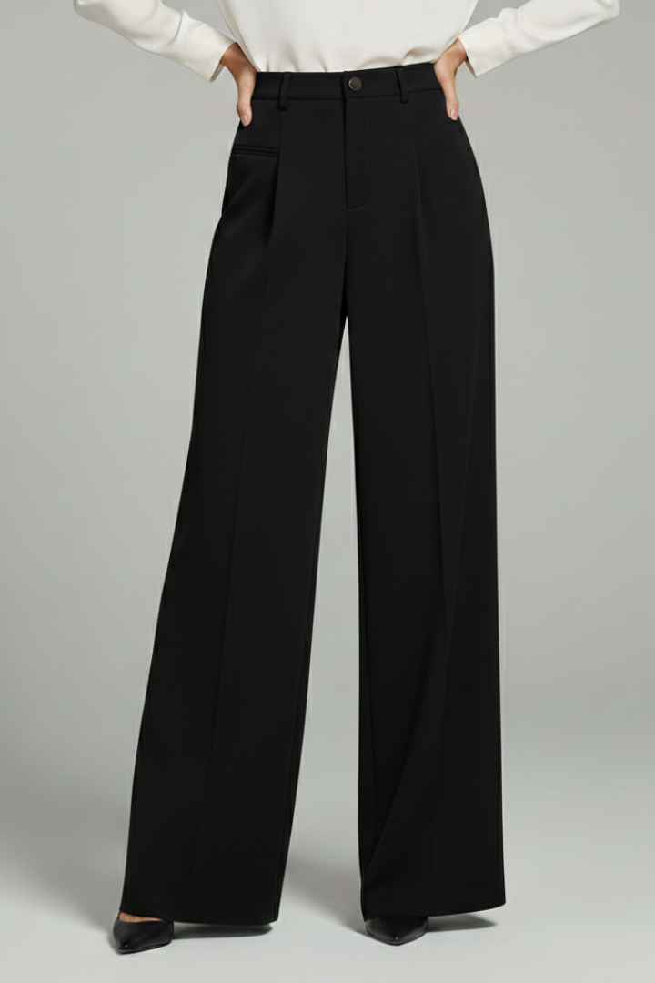 Livia | Women’s Palazzo Trousers with Front Pleats and Back Pockets