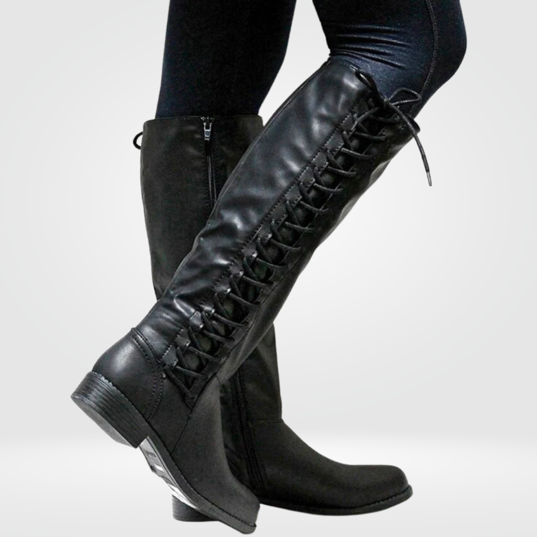 Padget | Women's Knee-High Lace-Up Leather Boots