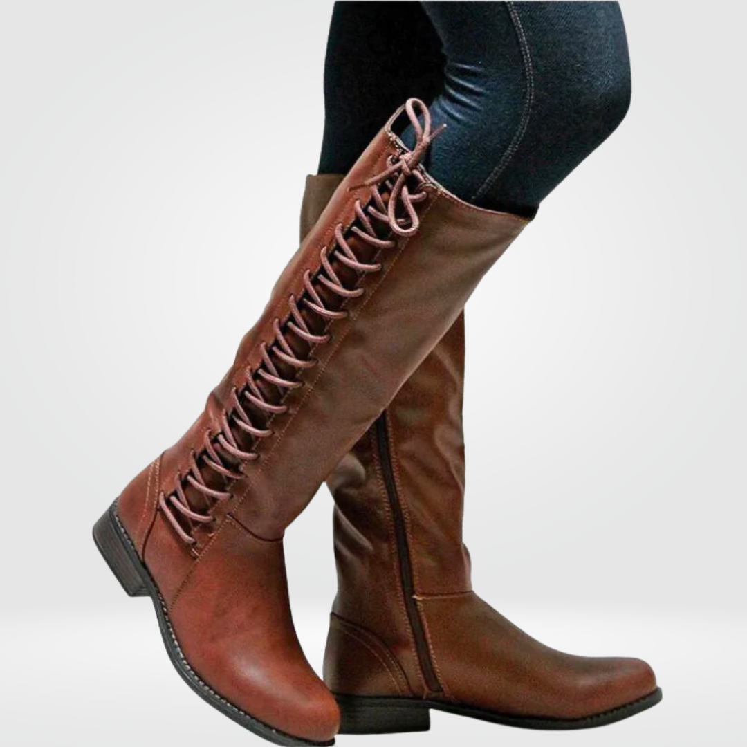 Padget | Women's Knee-High Lace-Up Leather Boots