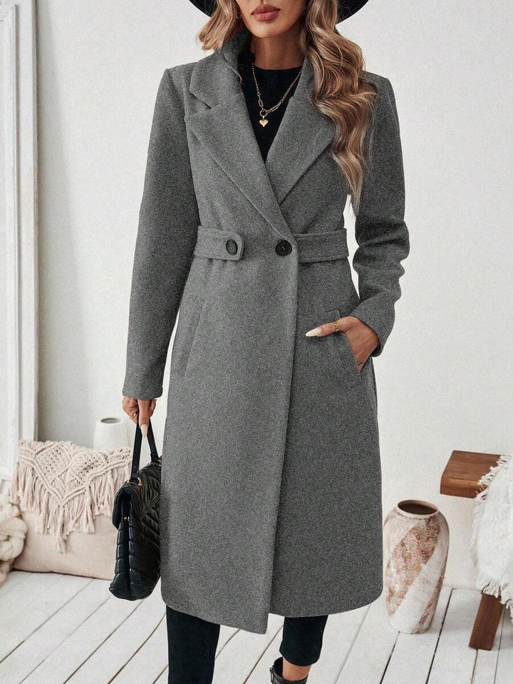 Buffy | Women's Tailored Wool Coat with Belted Waist and Side Pockets