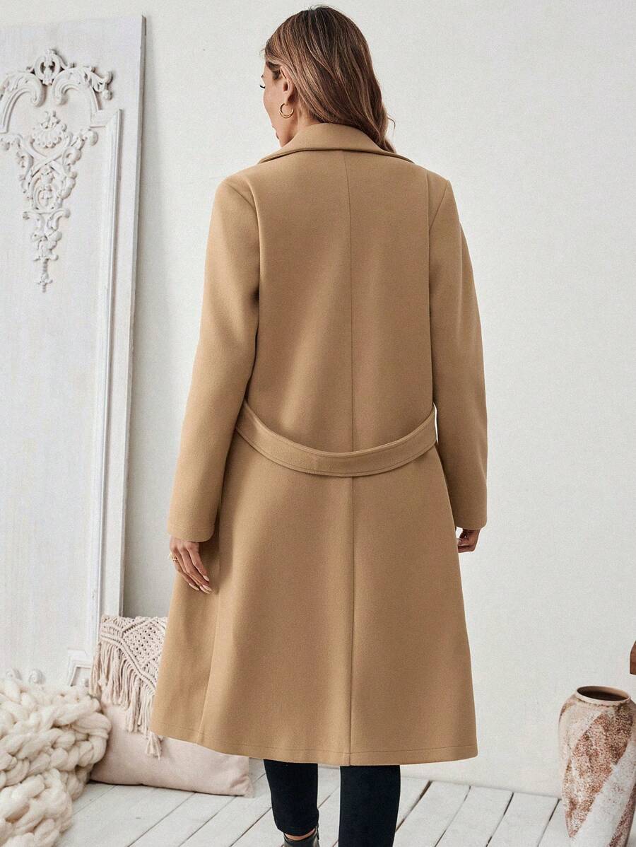 Buffy | Women's Tailored Wool Coat with Belted Waist and Side Pockets