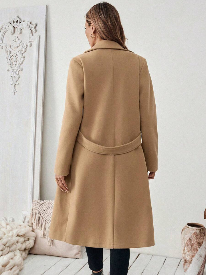 Buffy | Women's Tailored Wool Coat with Belted Waist and Side Pockets