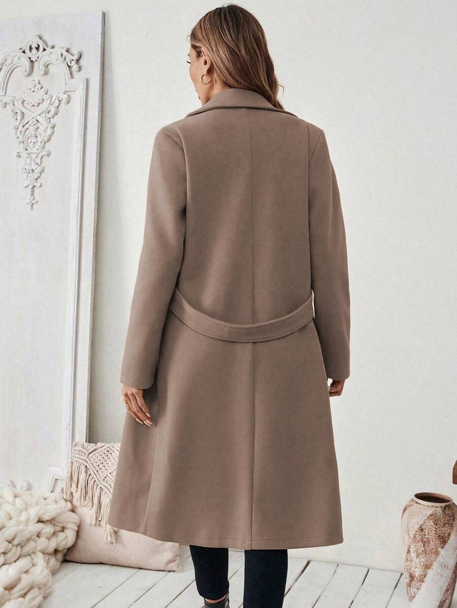 Buffy | Women's Tailored Wool Coat with Belted Waist and Side Pockets