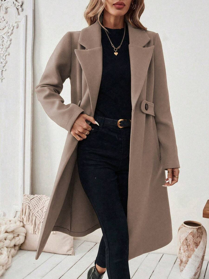 Buffy | Women's Tailored Wool Coat with Belted Waist and Side Pockets