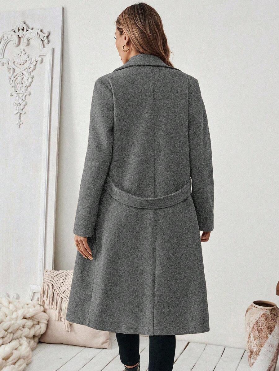 Buffy | Women's Tailored Wool Coat with Belted Waist and Side Pockets