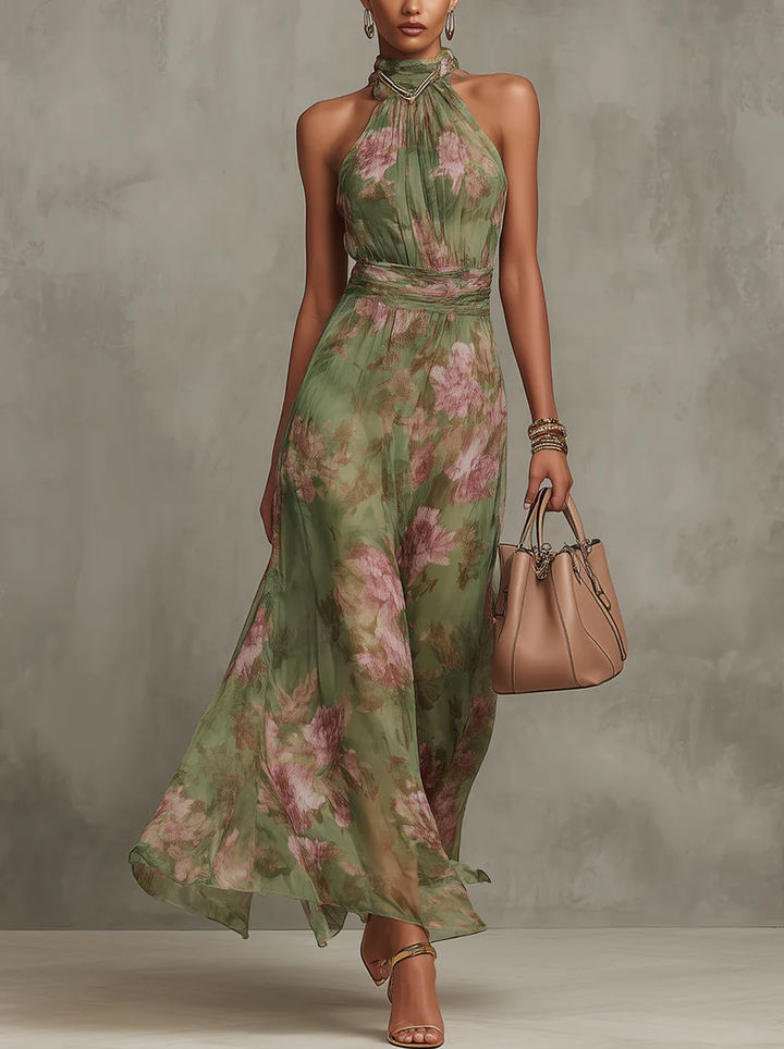 Emilia | Women's Green Autumn Maxi Dress