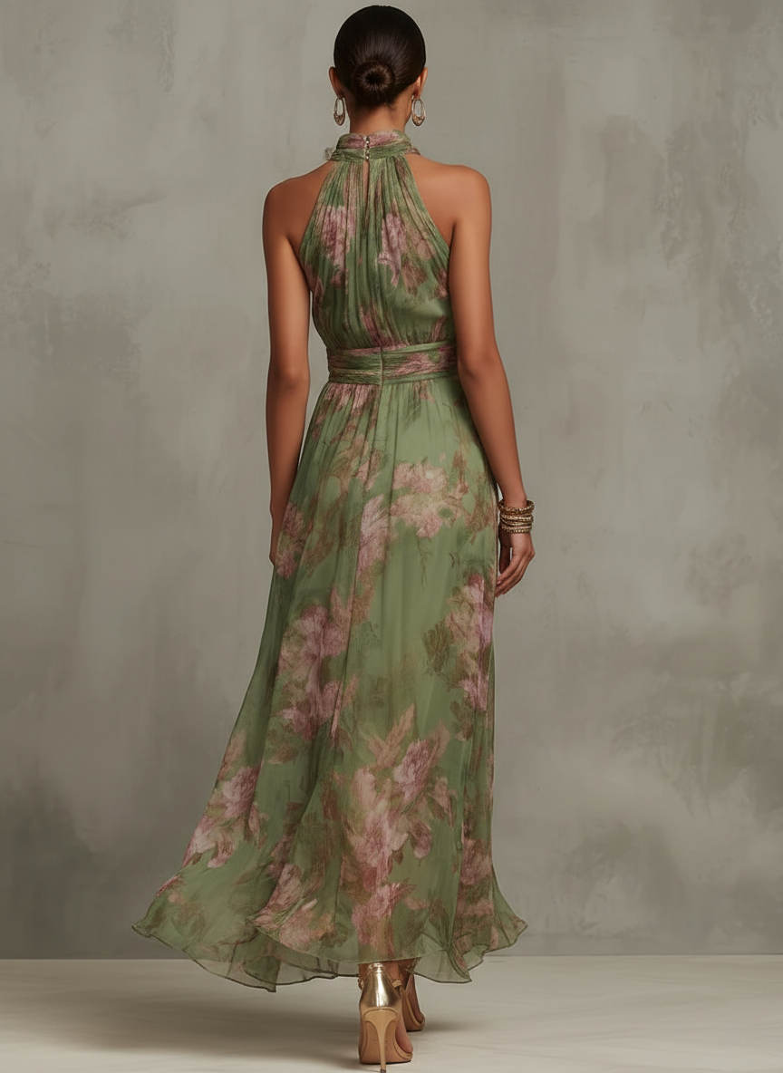 Emilia | Women's Green Autumn Maxi Dress