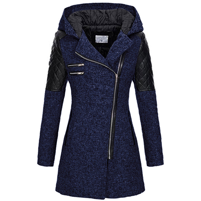 Aspen | Women's Hooded Winter Coat with Quilted Leather Shoulders