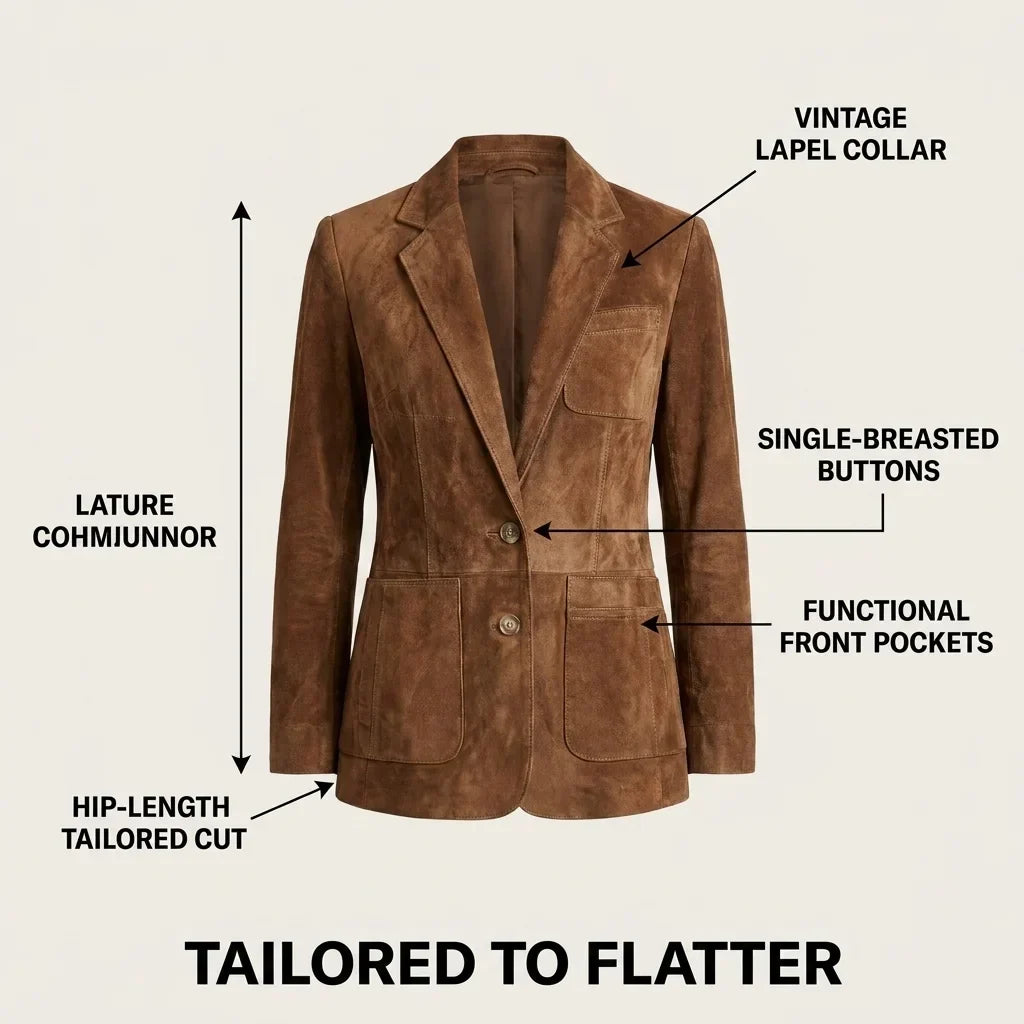 Alice | Button-Down Suede Blazer for Women