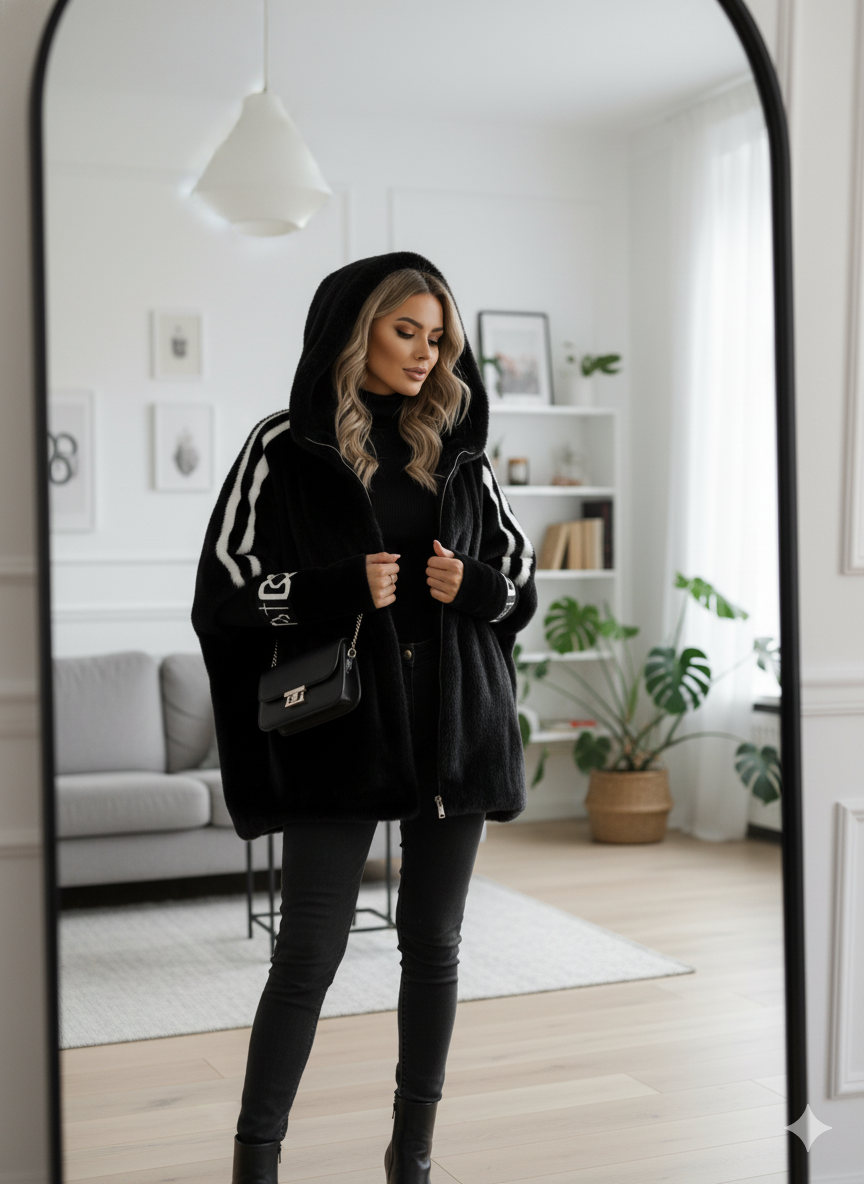 Sierra | Women's Black Faux Fur Hood Plus Size Winter Puffer Coat