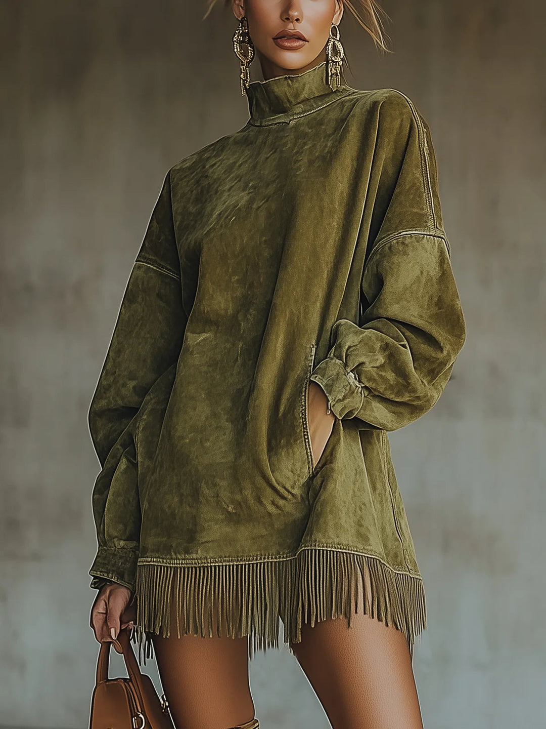 Laurie | Autumn Sweater Mini Dress with Knit Mock Neck