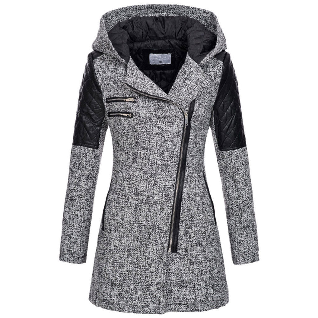 Aspen | Women's Hooded Winter Coat with Quilted Leather Shoulders